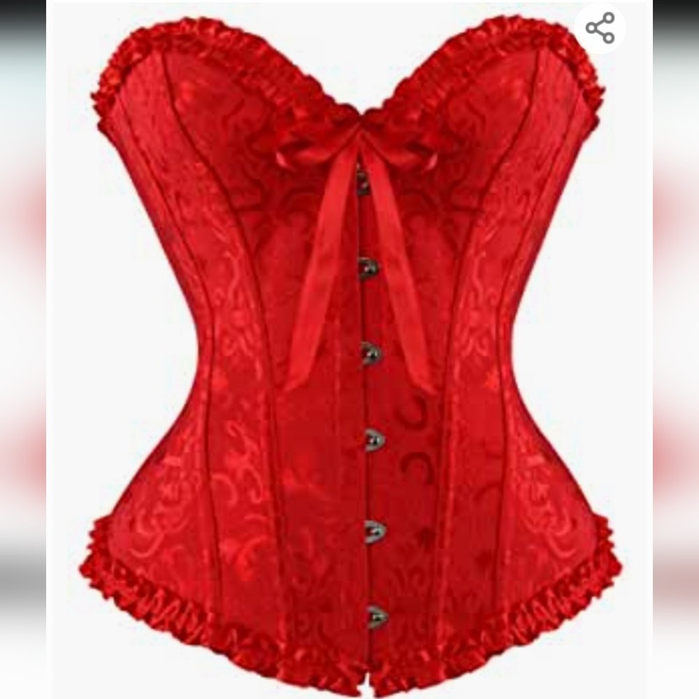 Red bustier Lace-up Corset Sz XXL Support Wire NWOT